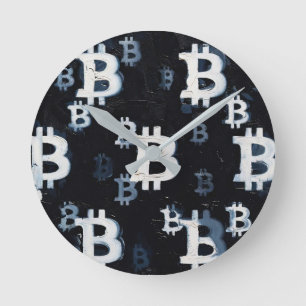 Relógio Redondo Arte do Bitcoin (BW #4) pintura a óleo