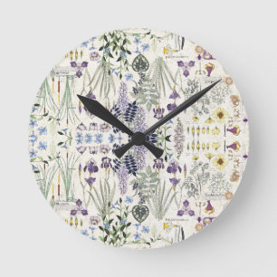 Relógio Redondo Arte Francesa Nouveau Vintage Flowers Wall Clock