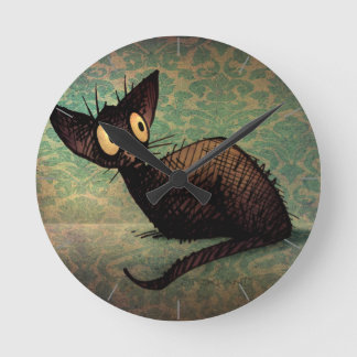 Relógio Redondo Arte Gato Negra Negra Bonita
