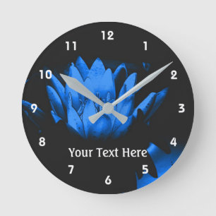 Relógio Redondo Arte Lily Flor Azul Lotus Água