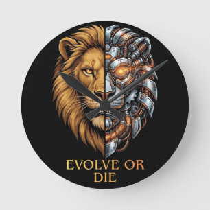Relógio Redondo Arte Motivacional de Academia Cyborg Lion Evoluir 