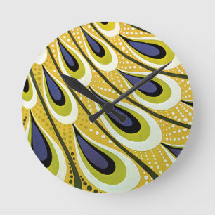 Relógio Redondo Arte Nova Antiga, Pena de Pavão da Macmillan