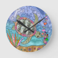 Arte psicadélico do cavalo marinho da tartaruga de