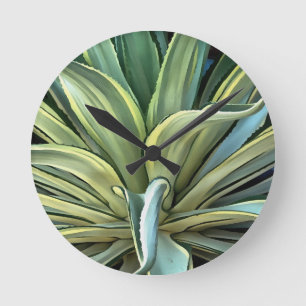 Relógio Redondo Arte Realista Agave Tropical