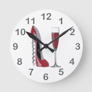 Relógio Redondo Arte vermelha do estilete e do vinho tinto do