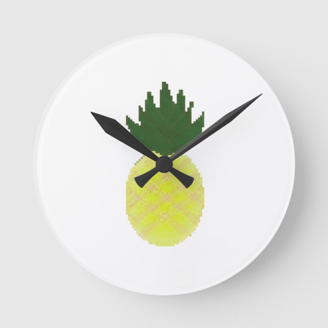 Relógio Redondo Artsy Pineapple (Frente)