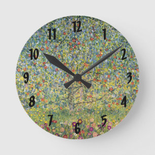 Relógio Redondo Árvore da Apple por Gustav Klimt, Vintage Art Nouv