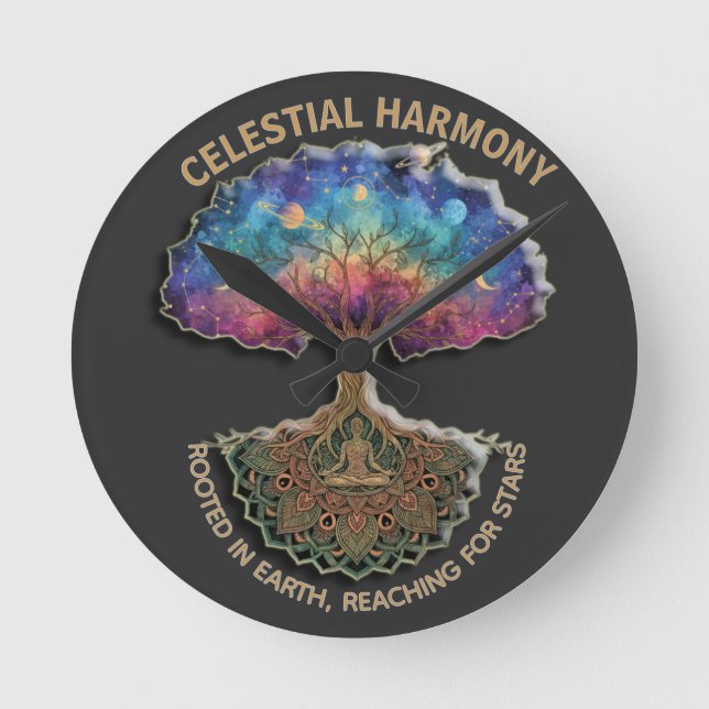 Relógio Redondo Árvore da Harmonia Celestial | Meditação (SEM NÚME (Frente)