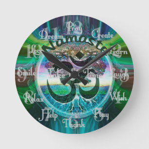 Relógio Redondo Árvore da Vida Namaste
