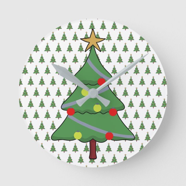 Relógio Redondo Árvore de Natal Adorável (Frente)