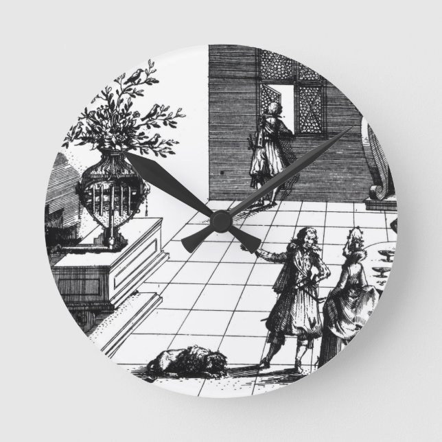 Relógio Redondo Árvore musical da canção do pássaro, c.1670 (Frente)