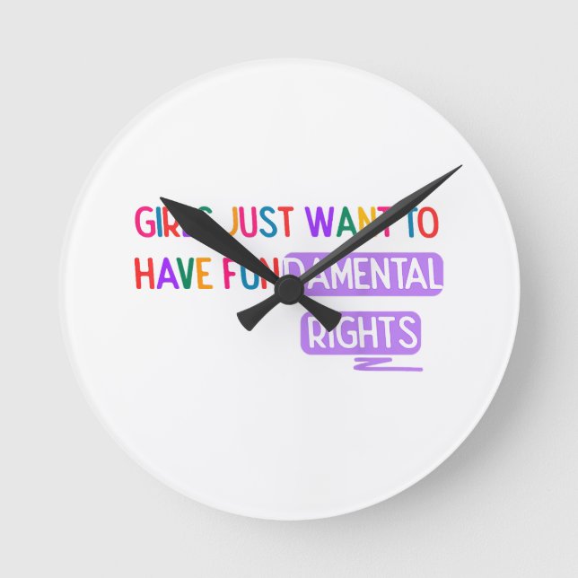 Relógio Redondo As raparigas querem ter os direitos fundamentais d (Frente)