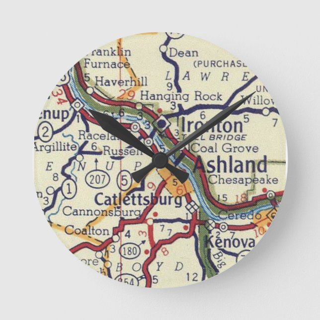 Relógio Redondo Ashland Kentucky (Frente)