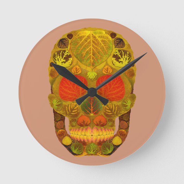 Relógio Redondo Aspen Folha Crânio 12 (Frente)