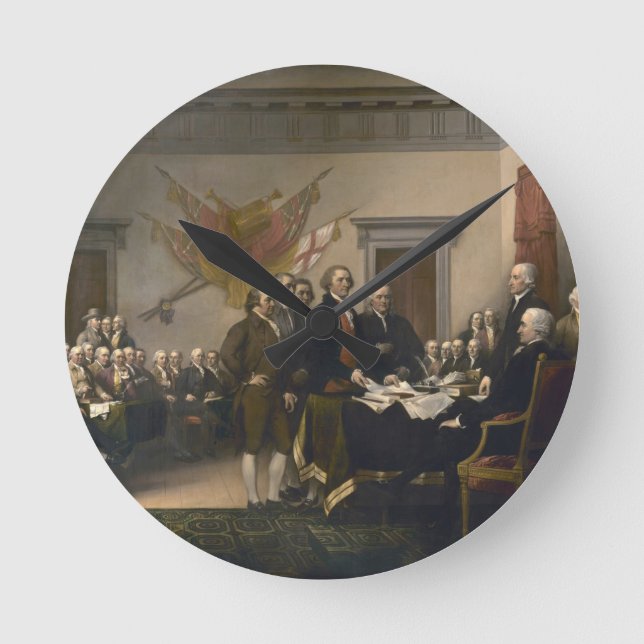 Relógio Redondo Assinando a declaração de independência, o 4 de (Frente)