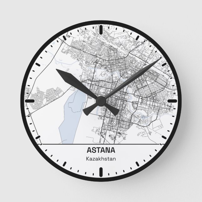 Relógio Redondo Astana Clock City Line Art (Frente)