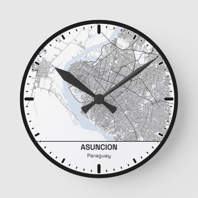 Relógio Redondo Asuncion Clock City Line Art (Frente)