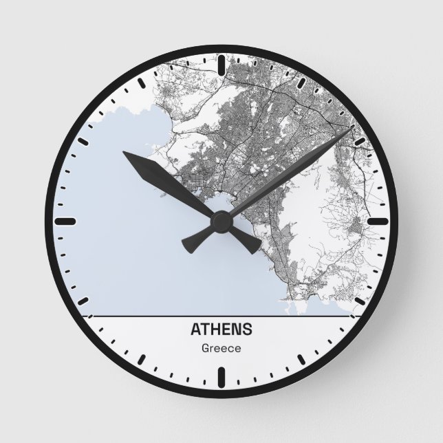 Relógio Redondo Athens Clock City Line Art (Frente)