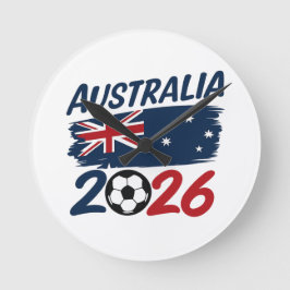 Relógio Redondo Australia 2026 Soccer Fan Design Flag Colors