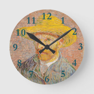 Relógio Redondo Autorretrato de Vincent Van Gogh com Chapéu de Pal