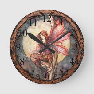 Relógio Redondo Autumn Red Gótica Fairy Clock