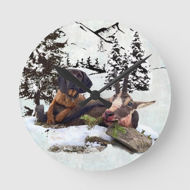 Relógio Redondo aventura de caça de cabras de montanha (Frente)