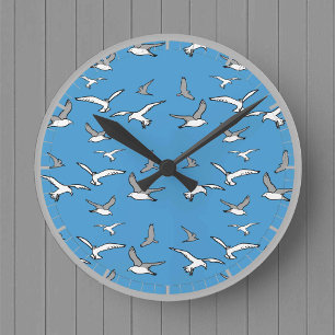 Relógio Redondo Aves - Um bando de gaivotas
