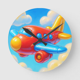 Relógio Redondo Avião de desenho animado fofo