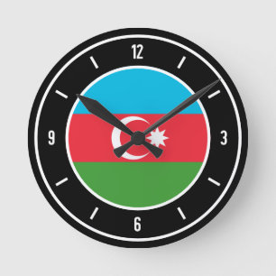 Relógio Redondo Azerbaijão Flag Elegant