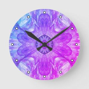 Relógio Redondo Azul cor-de-rosa Abstrato moderno com pontos
