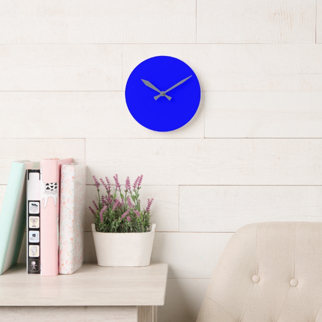 Relógio Redondo Azul simples personalizável - acrílico redondo de  (Sala de leitura)