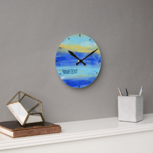 Relógio Redondo Azul Turquesa Água Fria Arte Abstrata Náutica