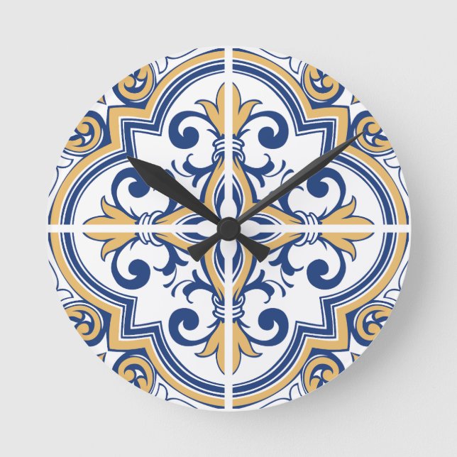 Relógio Redondo Azulejos em português 1 (Frente)