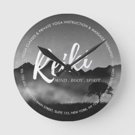 Relógio Redondo B&W Instrutor de Mediação do Mestre Yoga de Salóni