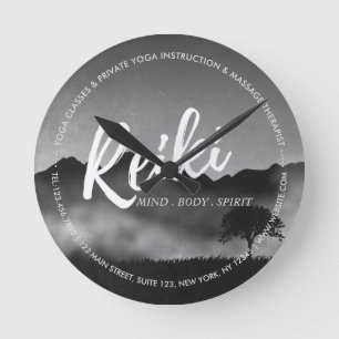 Relógio Redondo B&W Natural Reiki Master Yoga Mediation instructor
