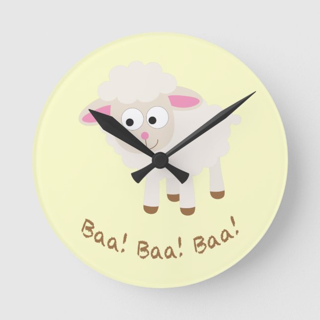 Relógio Redondo Baa! Baa! Baa! Lâmpada Pequena (Frente)