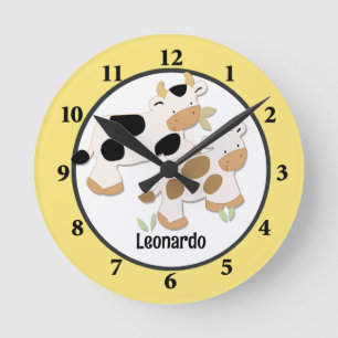 Relógio Redondo Baby Moo Cow Fazenda Personalizada Wall Clock Amar