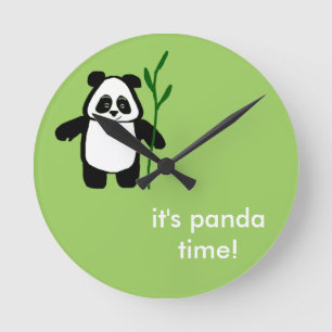 Relógio Redondo Bamboo the Panda "It's Panda Time" Clock