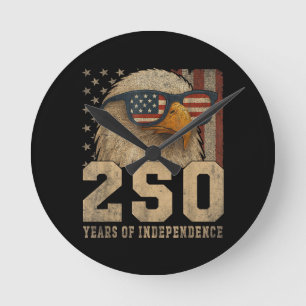 Relógio Redondo Bandeira Americana Águia Vintage 250 Anos 177 4 de