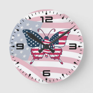 Relógio Redondo Bandeira Americana Design-62616 Clock