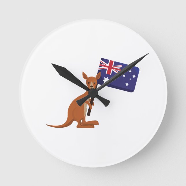 Relógio Redondo bandeira australiana canguru (Frente)