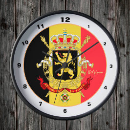 Relógio Redondo Bandeira belga, emblema e moda trendy da Bélgica