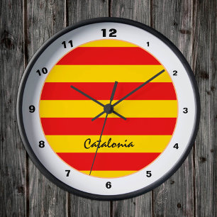 Relógio Redondo Bandeira Catalã Moderna La Senyera, Catalunha/desi