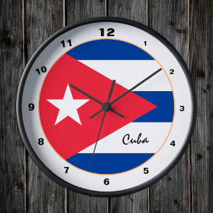 Relógio Redondo Bandeira Cubana Moderna, Cuba Trendam Casa / desig