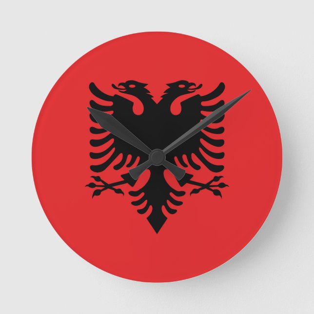 Relógio Redondo Bandeira da Albânia (Frente)