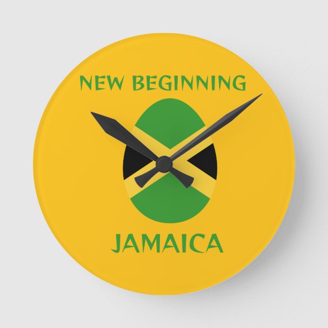 Relógio Redondo bandeira da Jamaica (Frente)