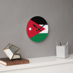Relógio Redondo Bandeira da Jordânia