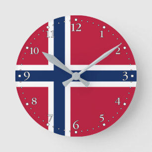 Relógio Redondo Bandeira da Noruega