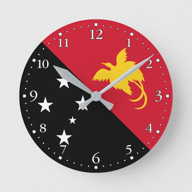 Relógio Redondo Bandeira da Papua-Nova Guiné (Frente)