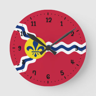 Relógio Redondo Bandeira da Rua Louis, Missouri